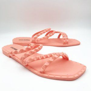 STEVE MADDEN Skyler Studded Flat Coral Pink Slide Flip Flop Sandals Womens 11